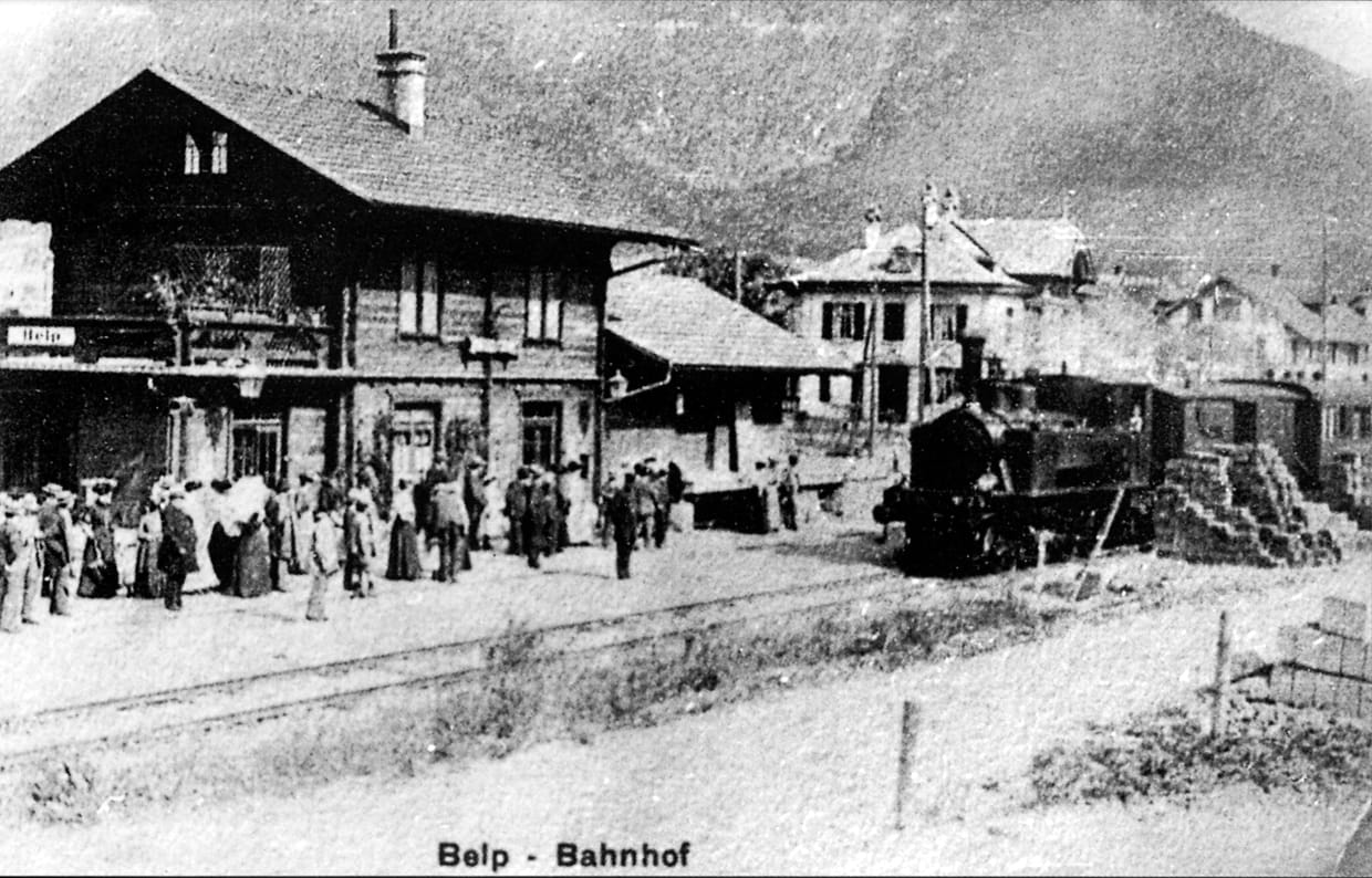 Bahnhof Belp mit Dampfbahn um 1910 29_4