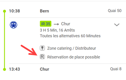 Sitzplatzreservation Fahrplan Screenshot