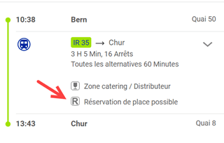 Sitzplatzreservation Fahrplan Screenshot