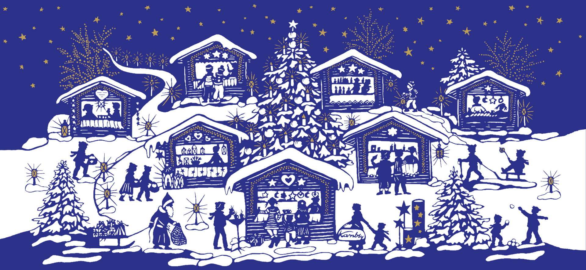 Gemalenes Bild des Kambly Weihnachtsmarkt in Truebschachen