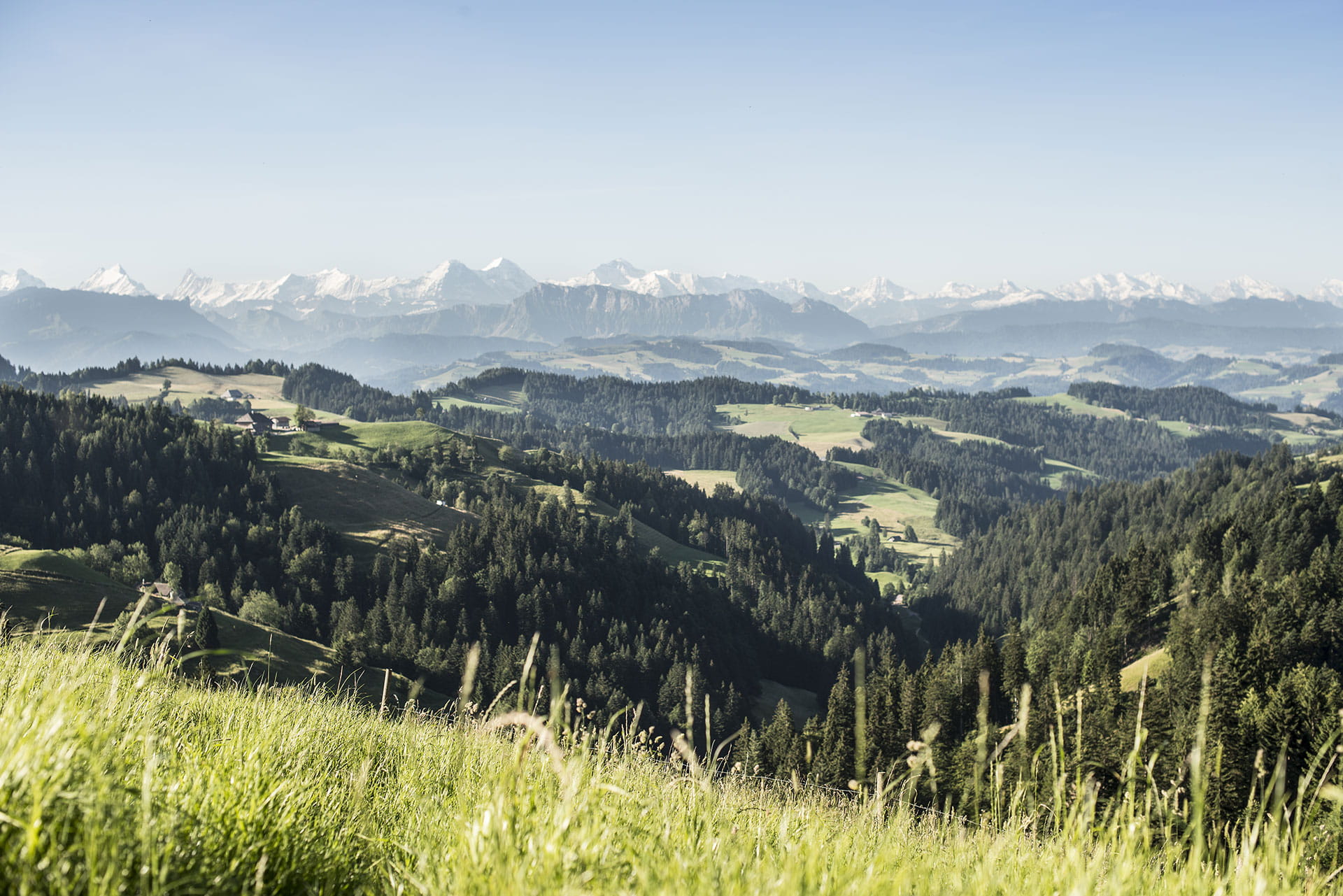Schönes Panorama auf der Fahrt mit dem BLS Wanderbus zur Lüdernalp.