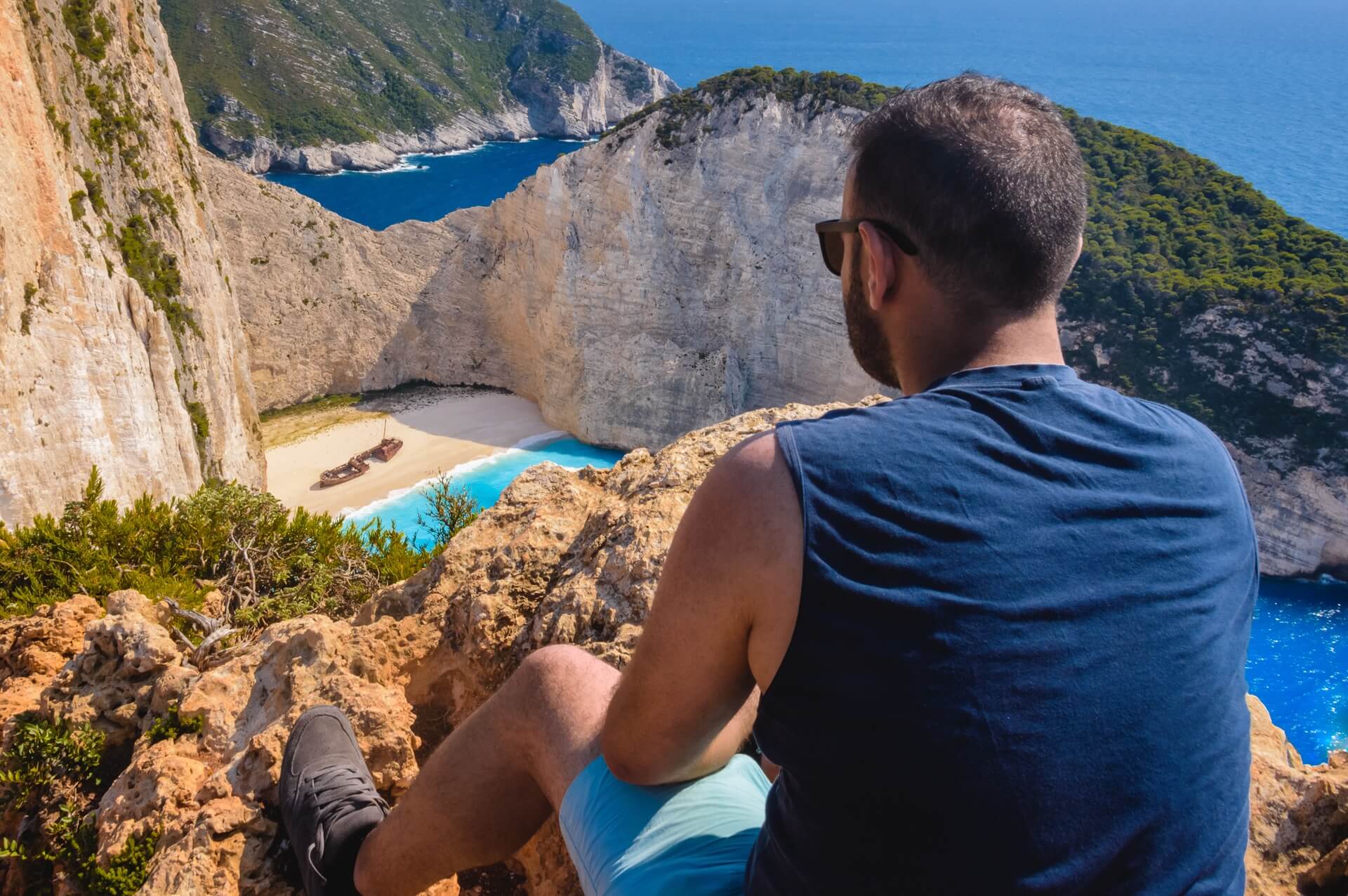 Zakynthos Wanderer bei Novagio Beach
