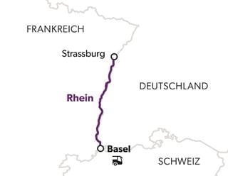 Reiseroute Kurztrip am Oberrhein