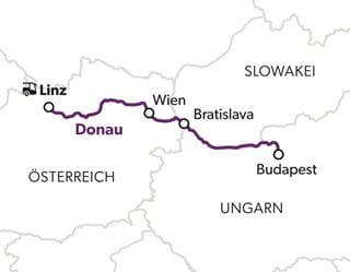 Reiseroute Citytrip auf der Donau
