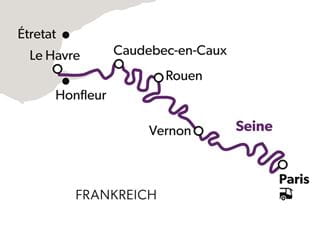 Reiseroute Küste der Normandie