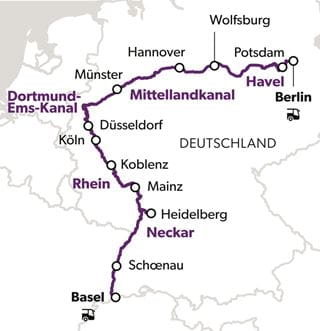 Reiseroute Grand Tour Basel-Berlin