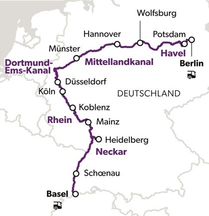 Reiseroute Grand Tour Basel-Berlin