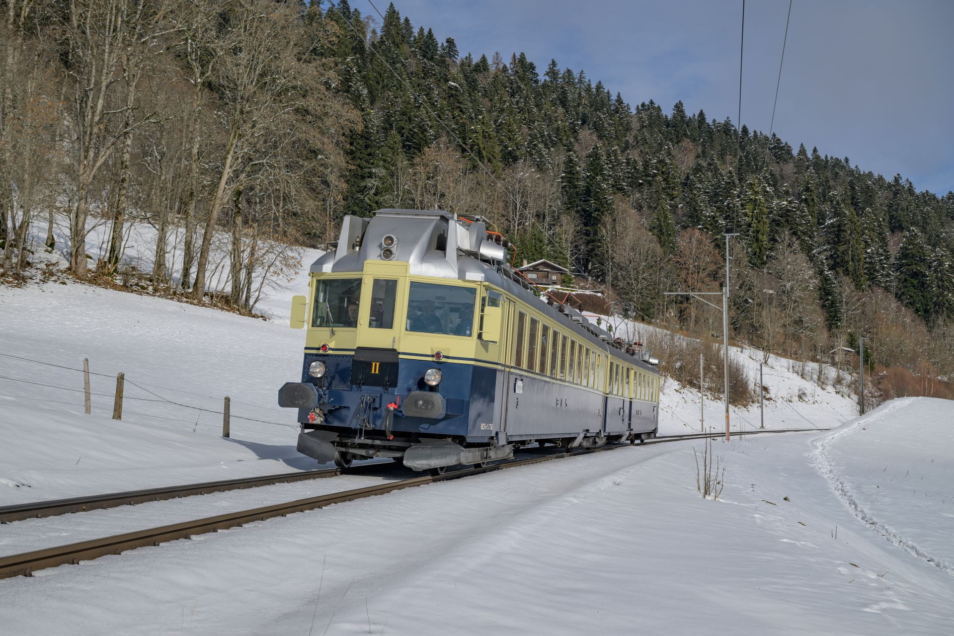 Blauer Pfeil im Winter