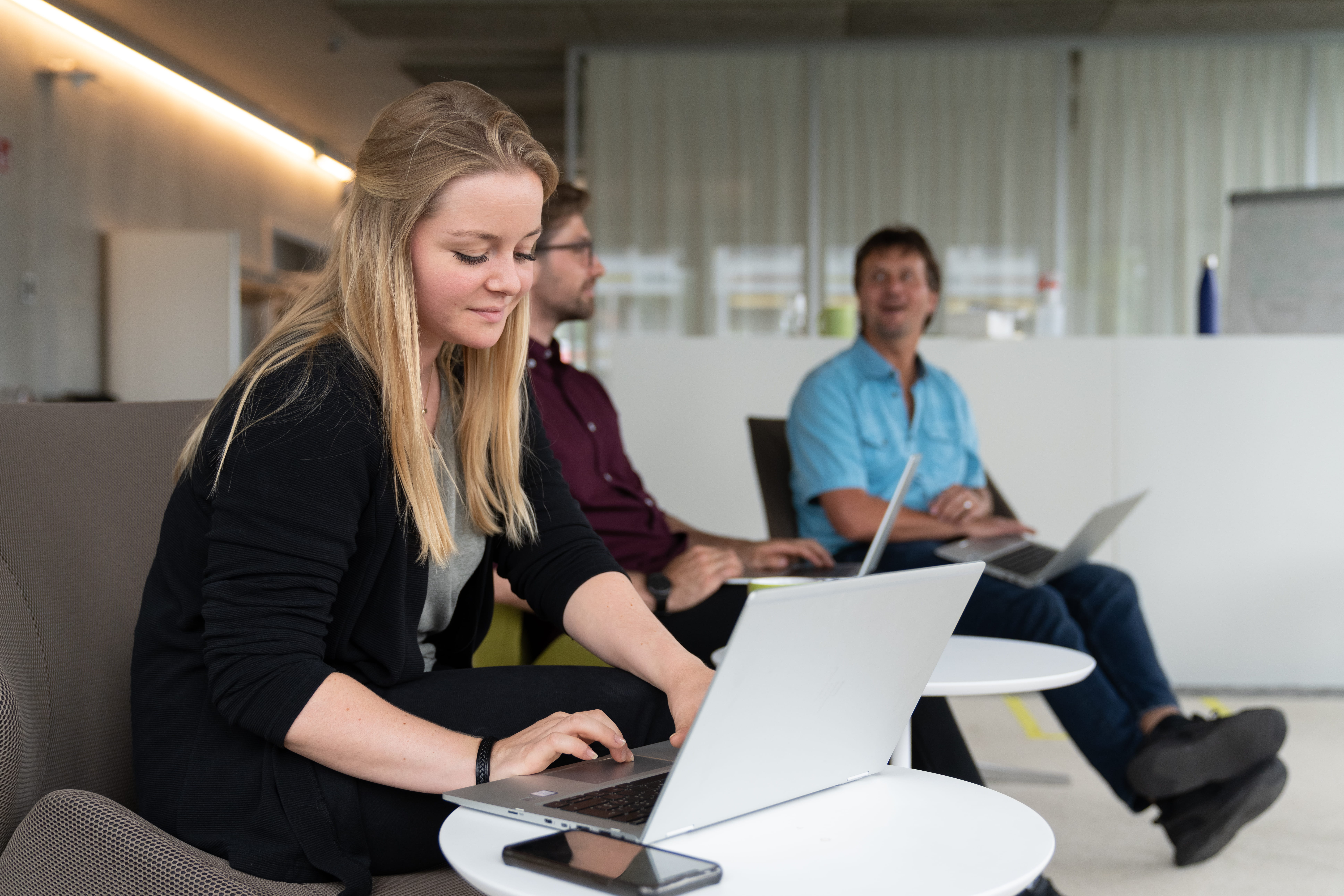 Drei Informatik-Angestellte der BLS beim Workshop