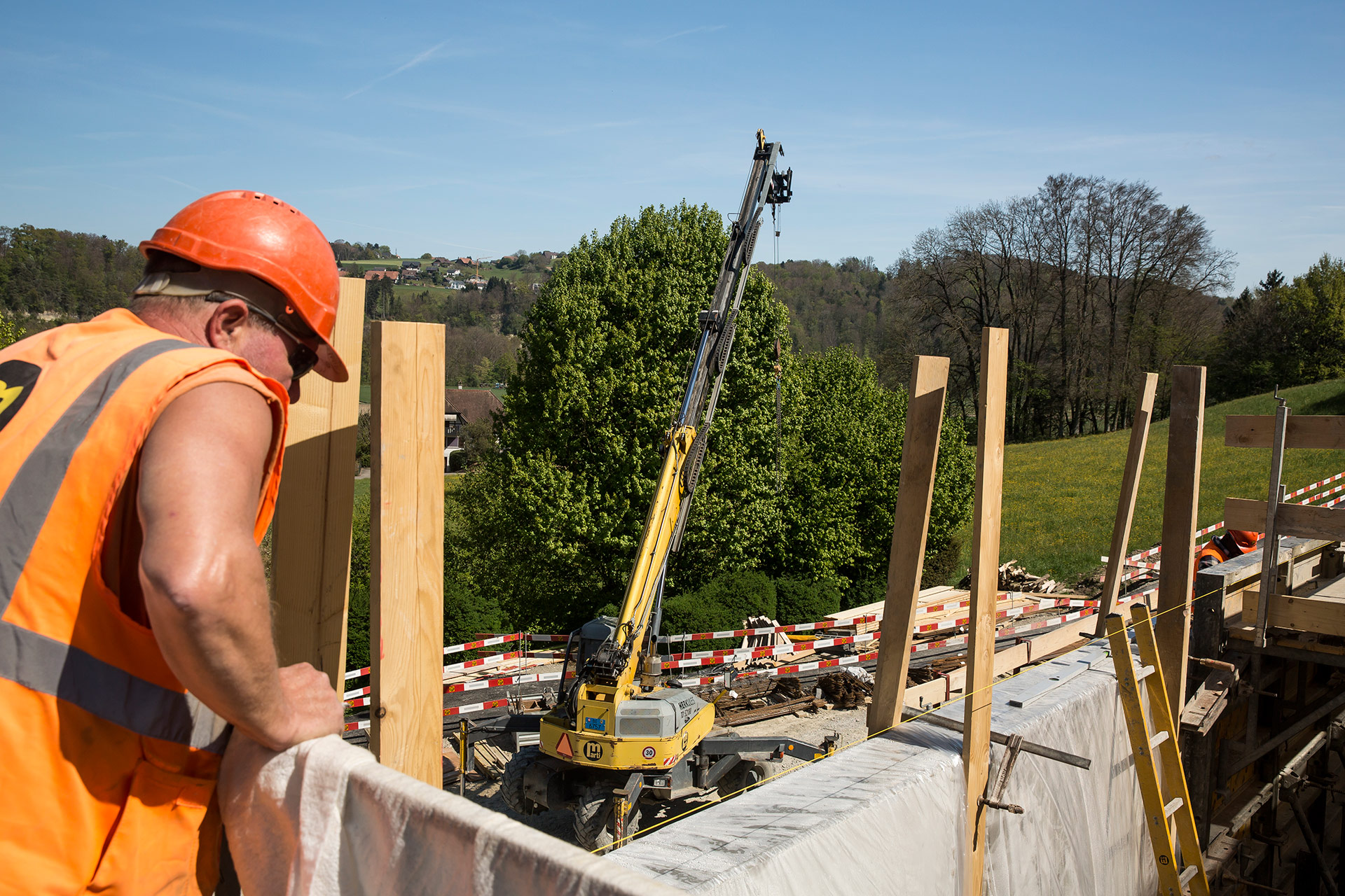 Bauprojekt Guemmenen Arbeiter