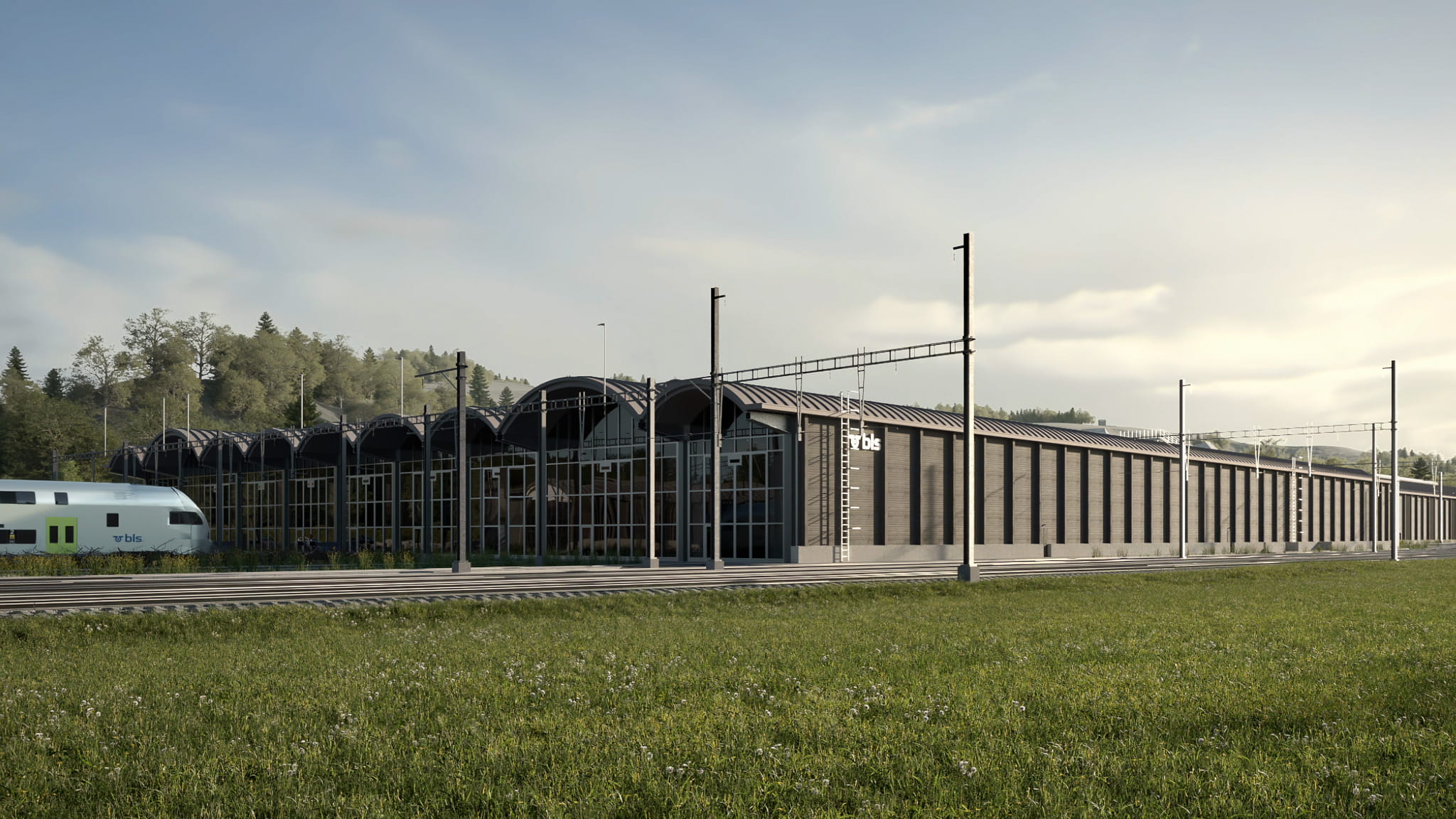 Gebaeudefront mit Hallentoren